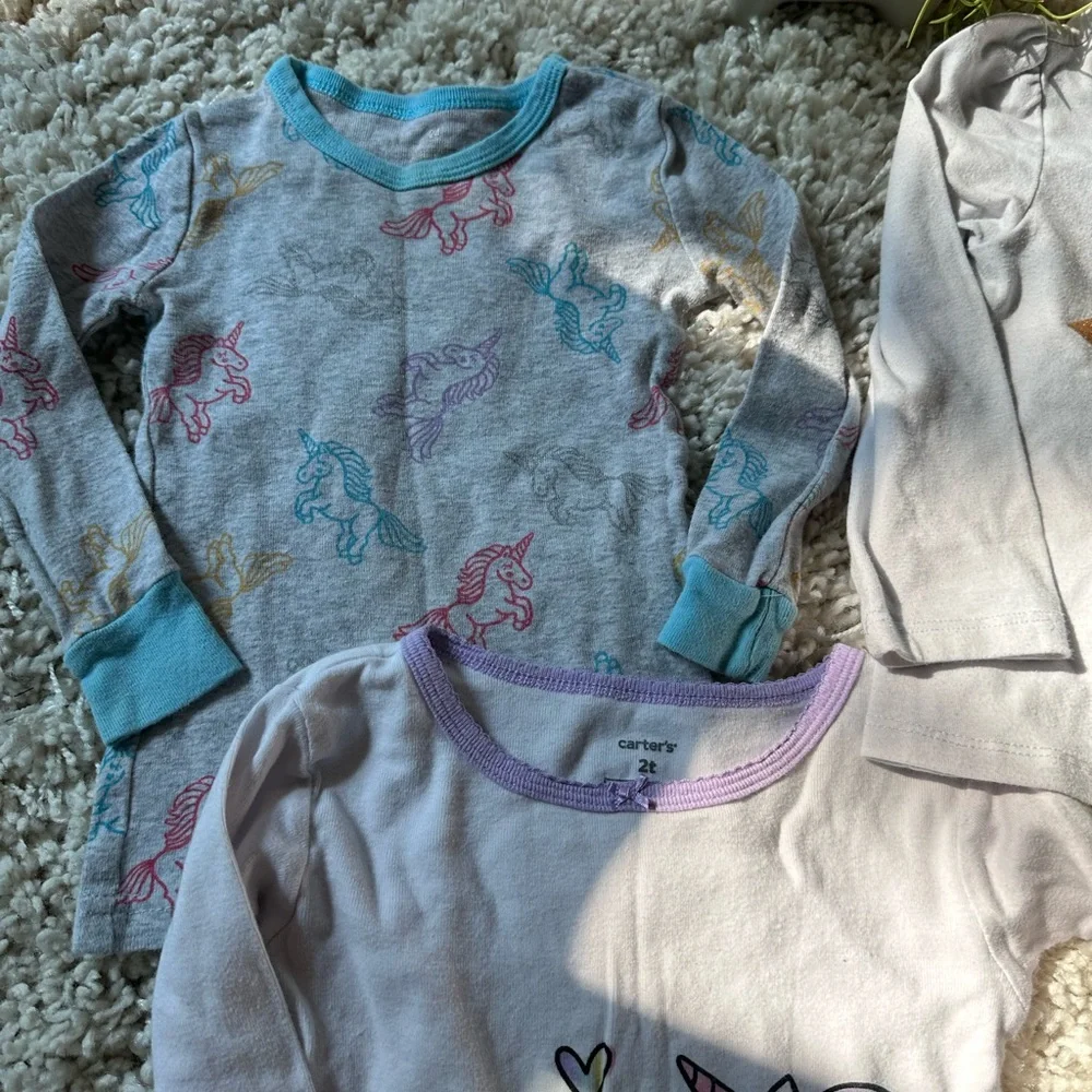 2T little girls unicorn theme bundle set of girl toddler tops and shirts